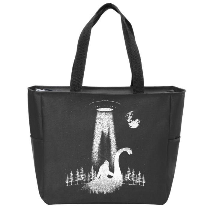 Bigfoot Riding Loch Ness Monster Nessie Funny Sasquatch Ufo Zip Tote Bag