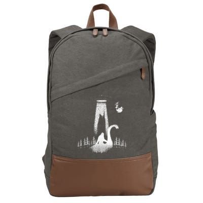 Bigfoot Riding Loch Ness Monster Nessie Funny Sasquatch Ufo Cotton Canvas Backpack