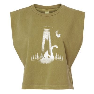 Bigfoot Riding Loch Ness Monster Nessie Funny Sasquatch Ufo Garment-Dyed Women's Muscle Tee