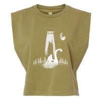 Bigfoot Riding Loch Ness Monster Nessie Funny Sasquatch Ufo Garment-Dyed Women's Muscle Tee