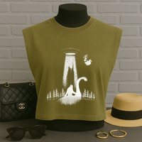 Bigfoot Riding Loch Ness Monster Nessie Funny Sasquatch Ufo Garment-Dyed Women's Muscle Tee