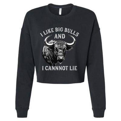 Bull Riding Like Big Bulls Rodeo Bull Rider Western Cowboy Cropped Pullover Crew