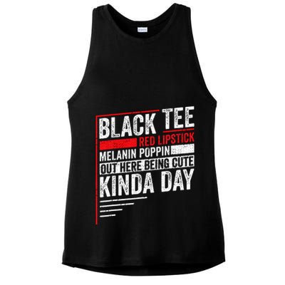 Black Red Lipstick Melanin Poppin Out Here Being Ladies PosiCharge Tri-Blend Wicking Tank