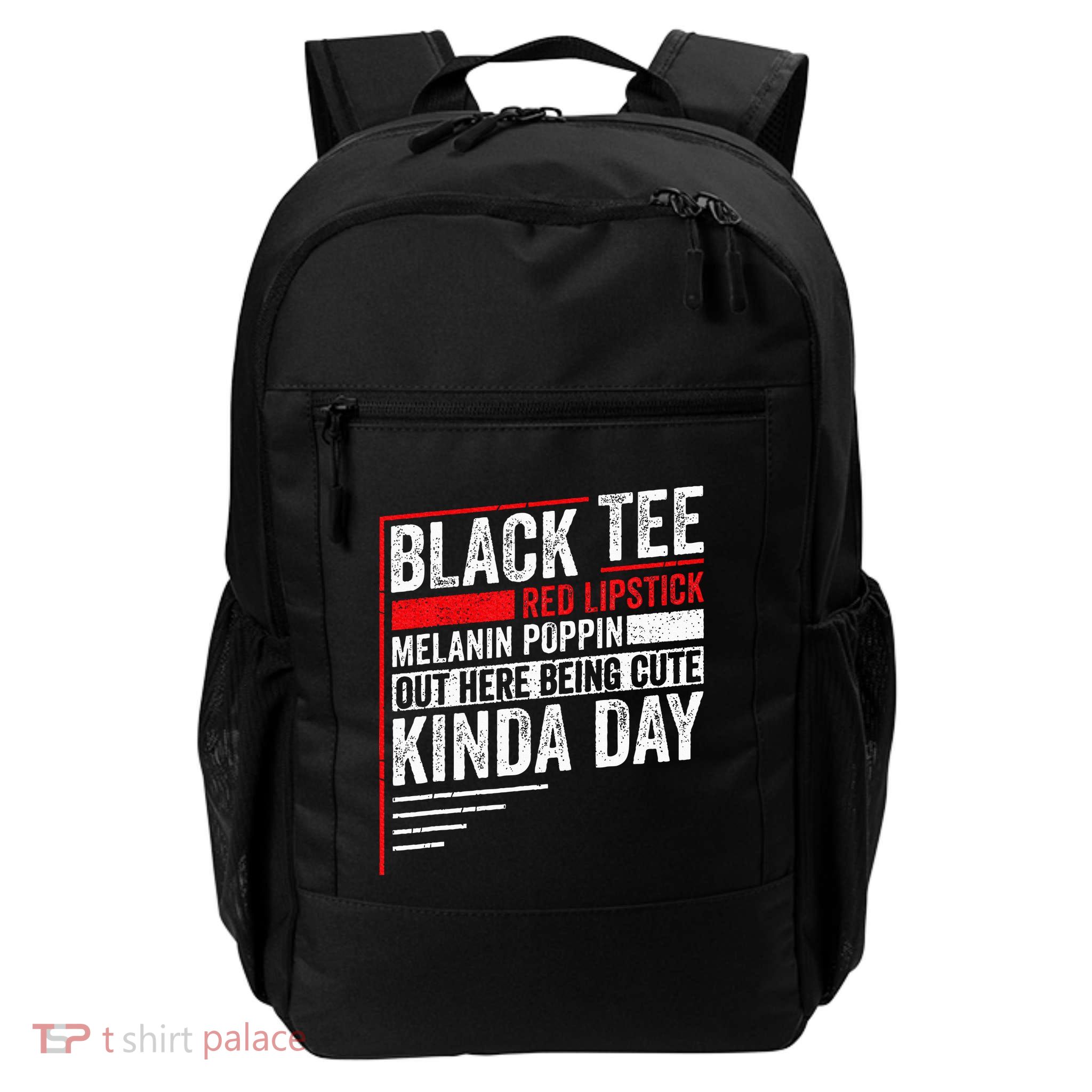 Black Red Lipstick Melanin Poppin Out Here Being Backpack