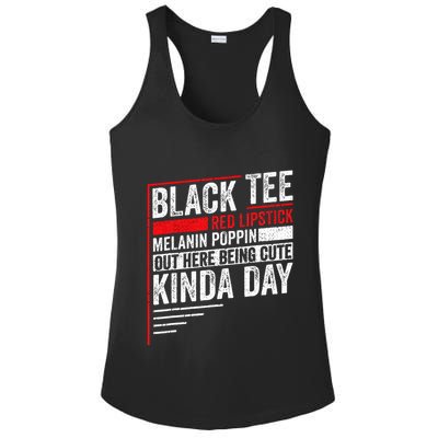 Black Red Lipstick Melanin Poppin Out Here Being Ladies PosiCharge Competitor Racerback Tank