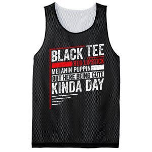 Black Red Lipstick Melanin Poppin Out Here Being Mesh Reversible Basketball Jersey Tank