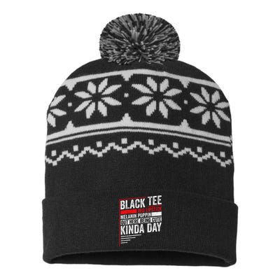 Black Red Lipstick Melanin Poppin Out Here Being USA-Made Snowflake Beanie