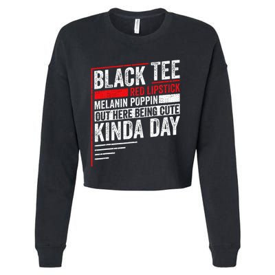 Black Red Lipstick Melanin Poppin Out Here Being Cropped Pullover Crew