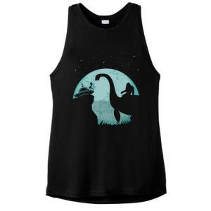 Bigfoot Riding Loch Ness Monster Sasquatch Ufo Abduction Cute Gift Ladies PosiCharge Tri-Blend Wicking Tank