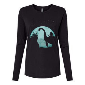 Bigfoot Riding Loch Ness Monster Sasquatch Ufo Abduction Cute Gift Womens Cotton Relaxed Long Sleeve T-Shirt