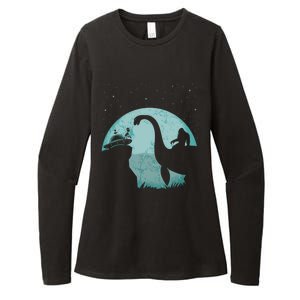 Bigfoot Riding Loch Ness Monster Sasquatch Ufo Abduction Cute Gift Womens CVC Long Sleeve Shirt