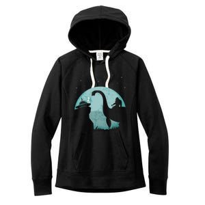 Bigfoot Riding Loch Ness Monster Sasquatch Ufo Abduction Cute Gift Women's Fleece Hoodie