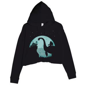 Bigfoot Riding Loch Ness Monster Sasquatch Ufo Abduction Cute Gift Crop Fleece Hoodie