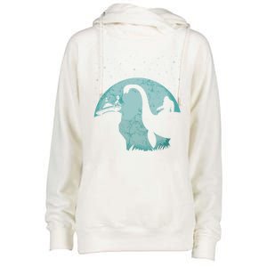 Bigfoot Riding Loch Ness Monster Sasquatch Ufo Abduction Cute Gift Womens Funnel Neck Pullover Hood