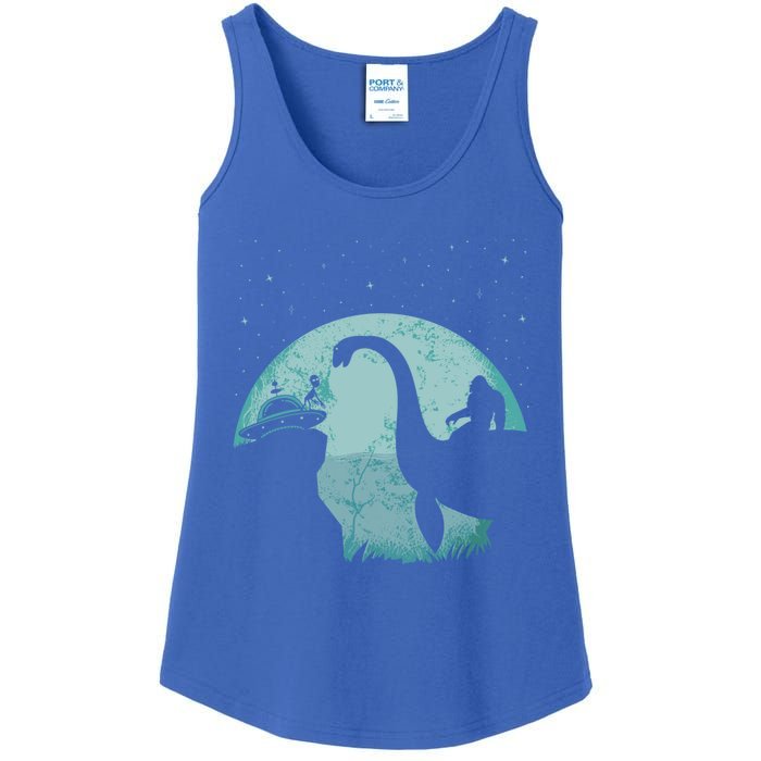 Bigfoot Riding Loch Ness Monster Sasquatch Ufo Abduction Cute Gift Ladies Essential Tank