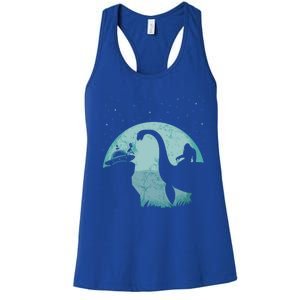 Bigfoot Riding Loch Ness Monster Sasquatch Ufo Abduction Cute Gift Women's Racerback Tank