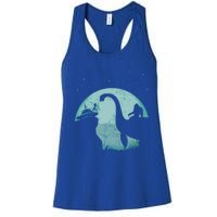 Bigfoot Riding Loch Ness Monster Sasquatch Ufo Abduction Cute Gift Women's Racerback Tank