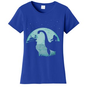 Bigfoot Riding Loch Ness Monster Sasquatch Ufo Abduction Cute Gift Women's T-Shirt