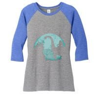 Bigfoot Riding Loch Ness Monster Sasquatch Ufo Abduction Cute Gift Women's Tri-Blend 3/4-Sleeve Raglan Shirt