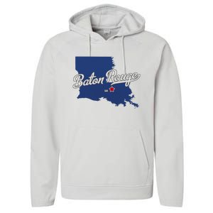 Baton Rouge Louisiana La Map Performance Fleece Hoodie