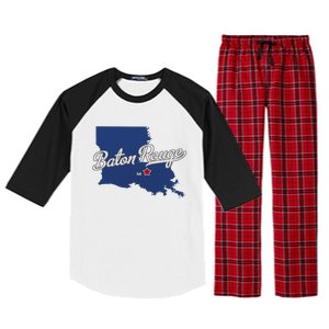 Baton Rouge Louisiana La Map Raglan Sleeve Pajama Set