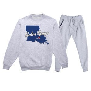 Baton Rouge Louisiana La Map Premium Crewneck Sweatsuit Set