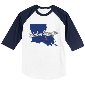 Baton Rouge Louisiana La Map Baseball Sleeve Shirt