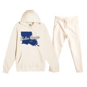 Baton Rouge Louisiana La Map Premium Hooded Sweatsuit Set