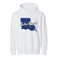 Baton Rouge Louisiana La Map Garment-Dyed Fleece Hoodie