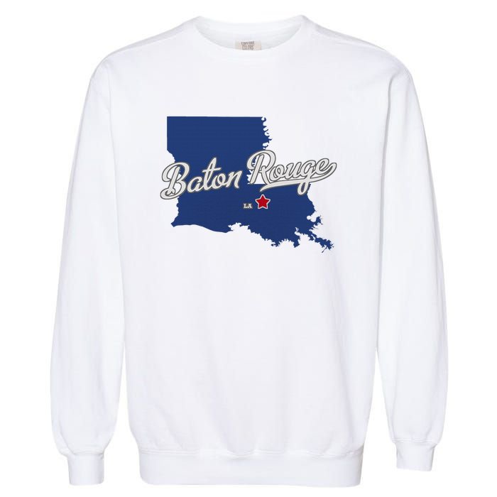 Baton Rouge Louisiana La Map Garment-Dyed Sweatshirt