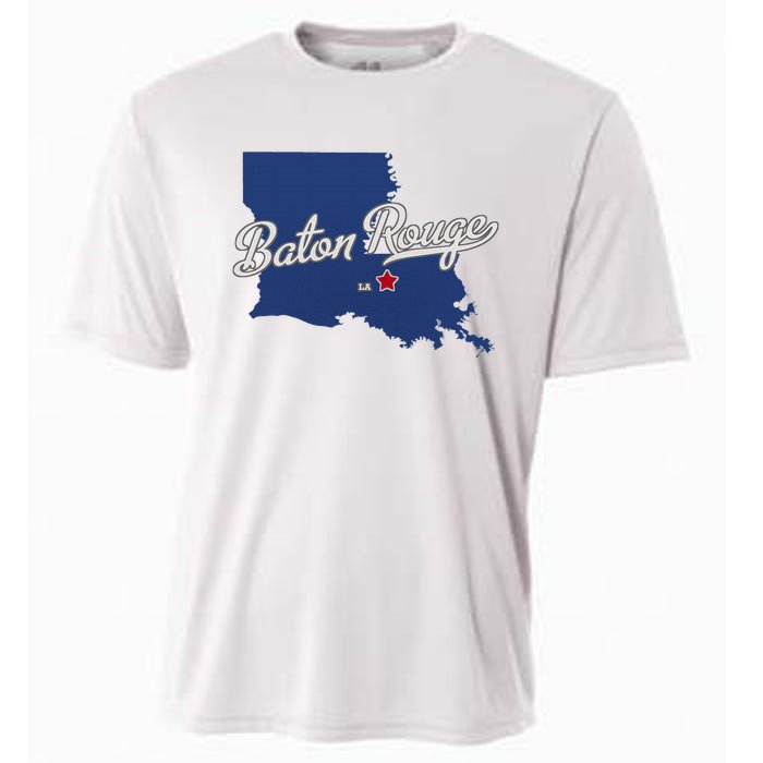 Baton Rouge Louisiana La Map Cooling Performance Crew T-Shirt