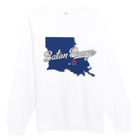 Baton Rouge Louisiana La Map Premium Crewneck Sweatshirt