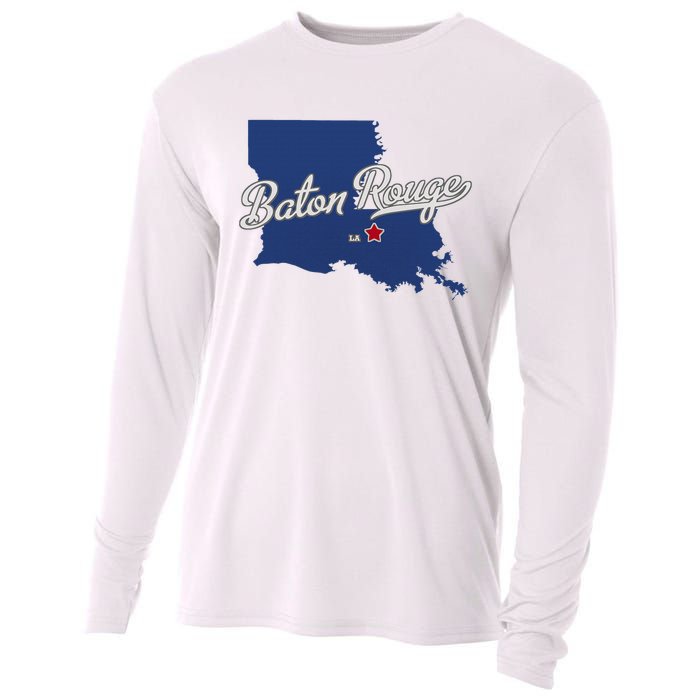 Baton Rouge Louisiana La Map Cooling Performance Long Sleeve Crew