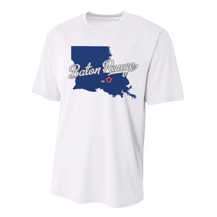 Baton Rouge Louisiana La Map Performance Sprint T-Shirt