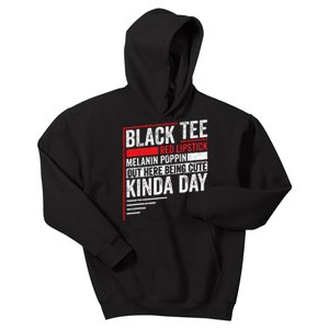 Black Red Lipstick Melanin Poppin Out Here Being Cute Kids Hoodie