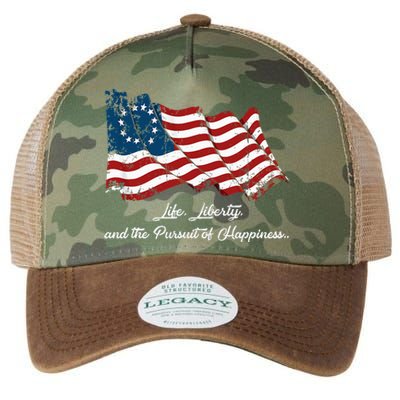 Betsy Ross Life Liberty And The Pursuit Of Happiness Flag Legacy Tie Dye Trucker Hat