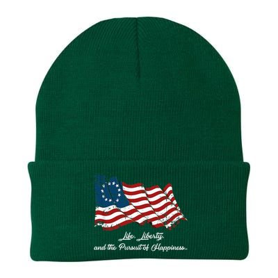 Betsy Ross Life Liberty And The Pursuit Of Happiness Flag Knit Cap Winter Beanie