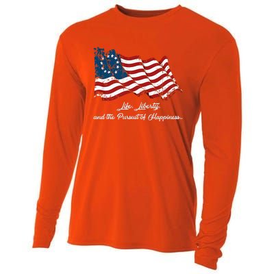 Betsy Ross Life Liberty And The Pursuit Of Happiness Flag Cooling Performance Long Sleeve Crew