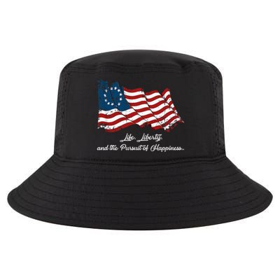 Betsy Ross Life Liberty And The Pursuit Of Happiness Flag Cool Comfort Performance Bucket Hat