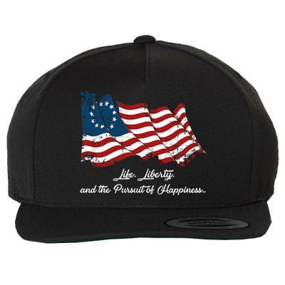 Betsy Ross Life Liberty And The Pursuit Of Happiness Flag Wool Snapback Cap