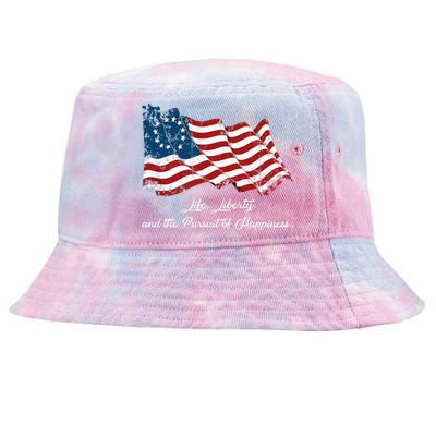 Betsy Ross Life Liberty And The Pursuit Of Happiness Flag Tie-Dyed Bucket Hat