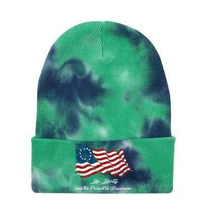 Betsy Ross Life Liberty And The Pursuit Of Happiness Flag Tie Dye 12in Knit Beanie