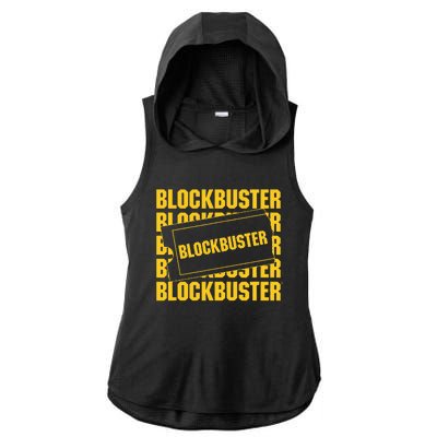 Blockbuster Repeating Logo With Ticket Ladies PosiCharge Tri-Blend Wicking Draft Hoodie Tank