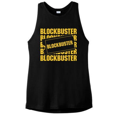 Blockbuster Repeating Logo With Ticket Ladies PosiCharge Tri-Blend Wicking Tank