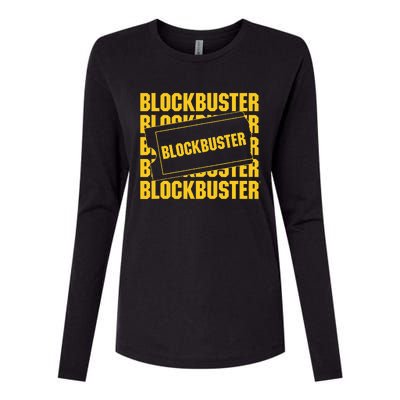 Blockbuster Repeating Logo With Ticket Womens Cotton Relaxed Long Sleeve T-Shirt