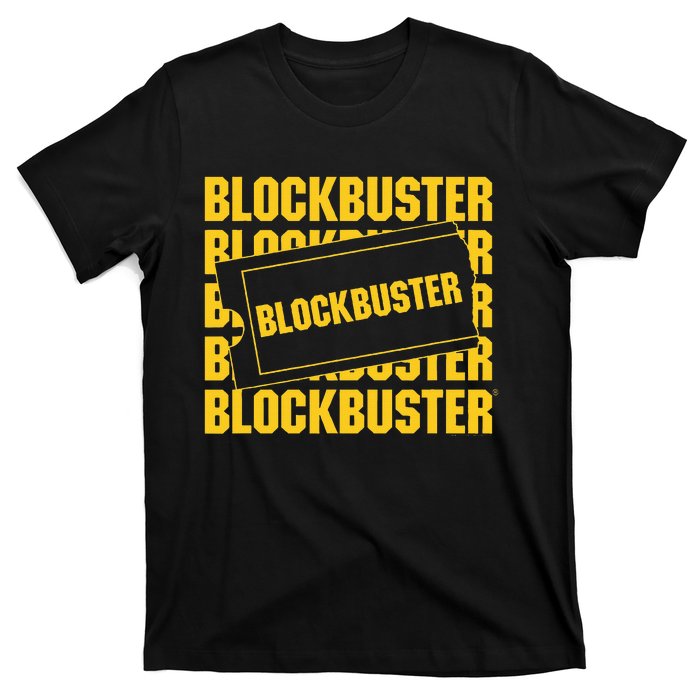 Blockbuster Repeating Logo With Ticket T-Shirt