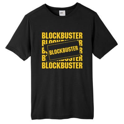 Blockbuster Repeating Logo With Ticket Tall Fusion ChromaSoft Performance T-Shirt