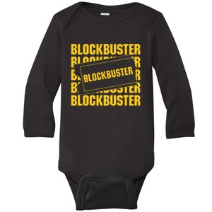 Blockbuster Repeating Logo With Ticket Baby Long Sleeve Bodysuit