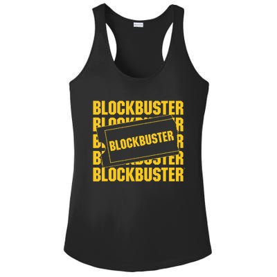 Blockbuster Repeating Logo With Ticket Ladies PosiCharge Competitor Racerback Tank