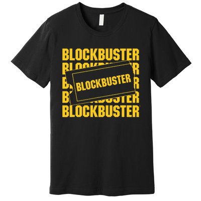 Blockbuster Repeating Logo With Ticket Premium T-Shirt